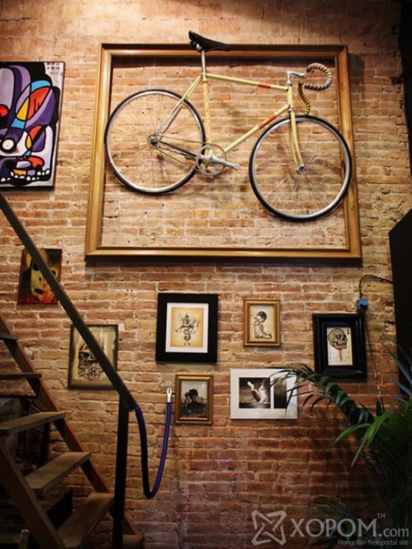 Stunning Bike Storage Ideas Artistic Interior Exposed Brick Wall