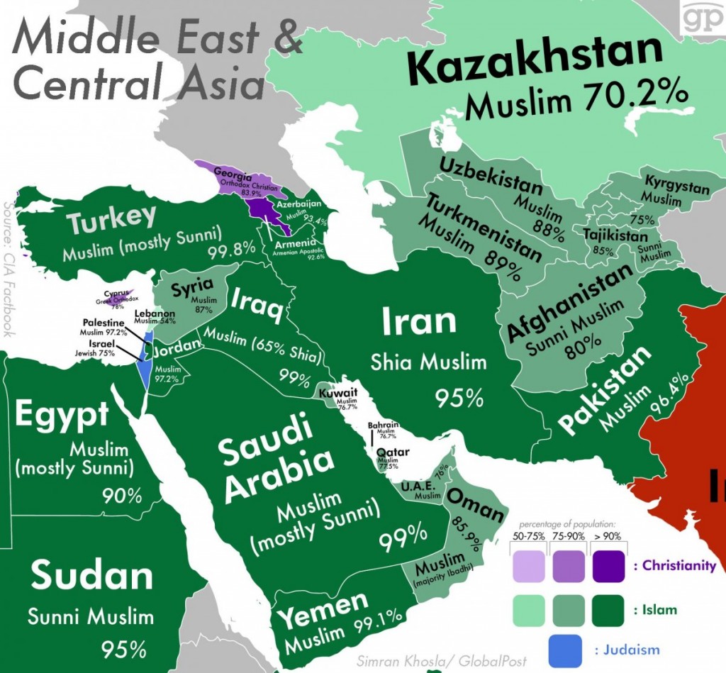 Дэлхийн улс орнуудын шашин шүтлэгийн газрын зураг 7
