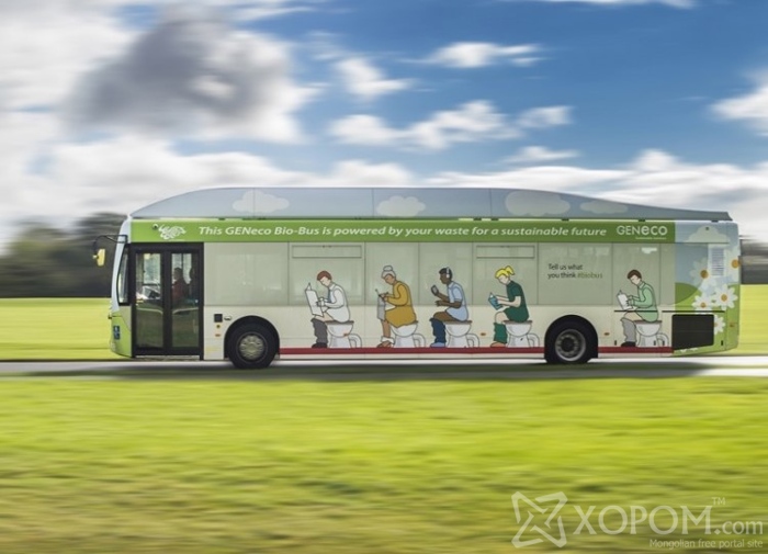 Хүний ялгадсаар ажилладаг Geneco био-автобус 1